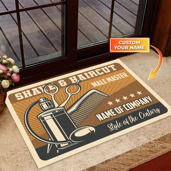 Maxcorners Barber Shop Real Men's Style Of The Century Personalized Doormat
