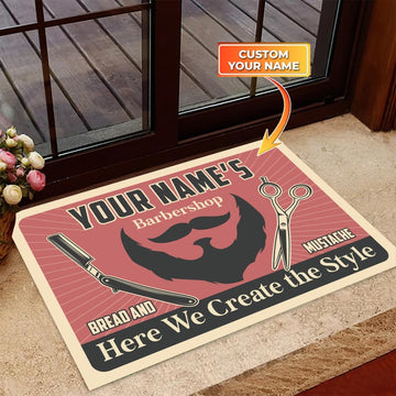 Maxcorners Barbershop Haircut And Beard Shave Studio Personalized Doormat