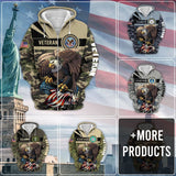 US Veteran Zip Hoodie with Premium Camo Soldiers Multiservice Design