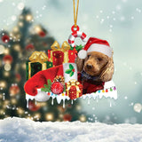 MAXCORNERS RED POODLE MERRY CHRISTMAS HANGING ORNAMENT