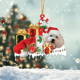 MAXCORNERS POODLE(WHITE) MERRY CHRISTMAS HANGING ORNAMENT