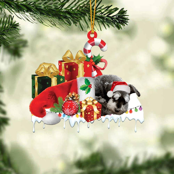 MAXCORNERS SCHNAUZER MERRY CHRISTMAS HANGING ORNAMENT