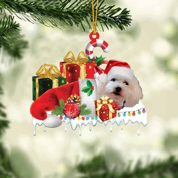 MAXCORNERS POODLE(WHITE) MERRY CHRISTMAS HANGING ORNAMENT