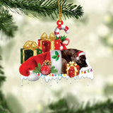 MAXCORNERS CHOCOLATE LABRADOR MERRY CHRISTMAS HANGING ORNAMENT