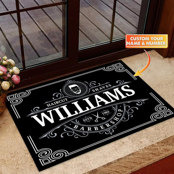 Maxcorners Big Personalized Name & Year Barber Shop Doormat
