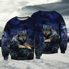 Maxcorners 3D Printing Wolf Howling Zipper Hoodie Wild Animal Lovers