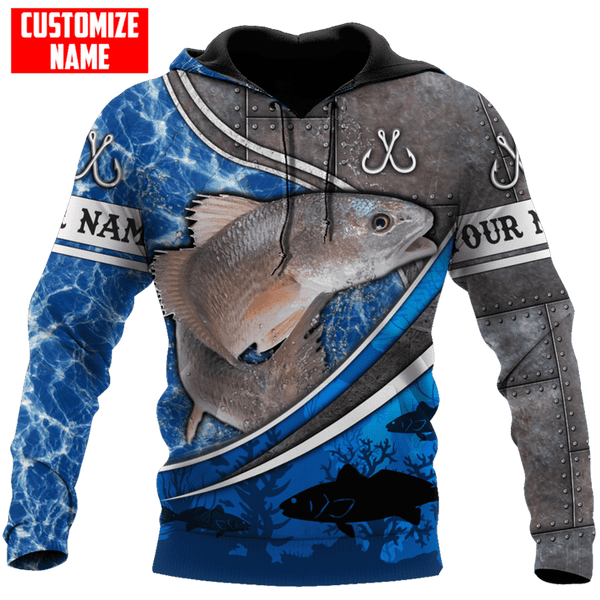 CUSTOMIZED NAME MEN'S FISHING REDFISH TROUT PRINTED COMBO HOODIE AND SWEATPANT