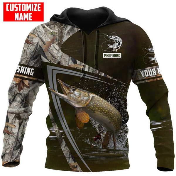 PIKE FISHERMAN FISHING CUSTOM NAME NORTHERN PIKE ALL OVER PRINTED COMBO HOODIE AND SWEATPANT