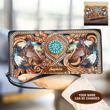 Maxcorners Brown Horse Western Personalized Clutch
