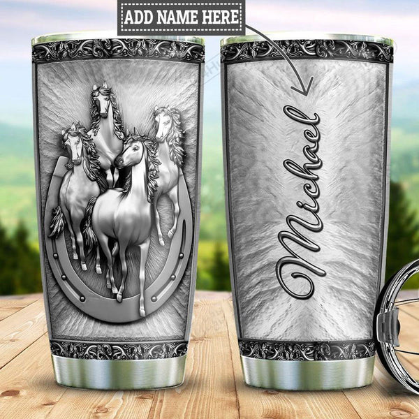 Maxcorners Personalized Horse Silver Style Stainless Steel Tumbler