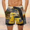 Maxcorners Truck Drive Shorts, Trucker Men's Swim Trunks, Trucker Shorts, Truck Shorts