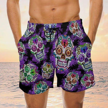 Maxcorners Sugar Skull Pattern Mens Board shorts