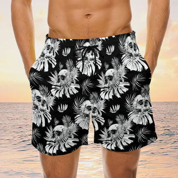 Maxcorners Skull White Mens Board Shorts