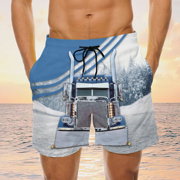 Maxcorners I'm Don't Stop, Trucker Men's Swim Trunks, Trucker Shorts, Truck Red Shorts