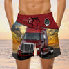 Maxcorners I'm Don't Stop, Trucker Men's Swim Trunks, Trucker Shorts, Truck Red Shorts