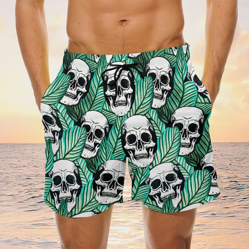 Maxcorners  Tropical Skull Pattern Mens Board Shorts