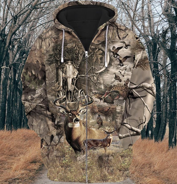 Maxcorners Deer Hunting Camo Zipper Hoodie 2 SO