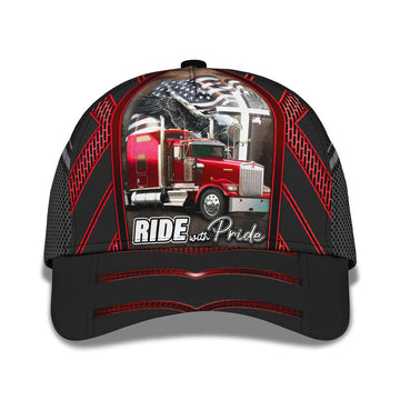 Maxcorners Ride With Pride Red Big Truck Classic Cap
