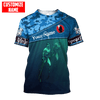 Maxcorners Scuba Diving Blue Camo Pattern Customized Name All Over Printed Shirt