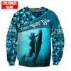 Maxcorners Scuba Diving Blue Camo Pattern Classic Customized Name All Over Printed Shirt