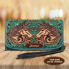 Maxcorners Western Turquoise Floral Horse Personalized Clutch