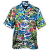 Maxcorners Fishing Hunting Born To Fish Tropical Vibe Hawaiian Shirt