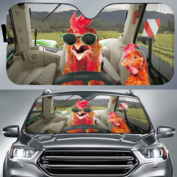 Maxcorners Driving Chickens Tractor All Over Printed 3D Sun Shade