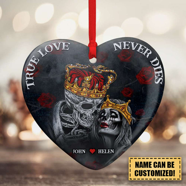 Maxcorners Personalized True Love Never Die Skull Couple Heart - Ornament