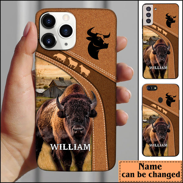 Maxcorners Leather Pattern Personalized Phone American Bison Sam Sung Phone Case