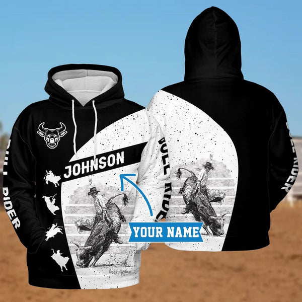 Maxcorners Personalized Bull Riding Rodeo Festival Black And White