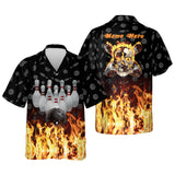 Maxcorners Flame Skull Personalized Name Hawaiian Shirt