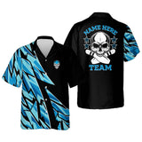 Maxcorners Custom Blue Skull Personalized Name Hawaiian Shirt