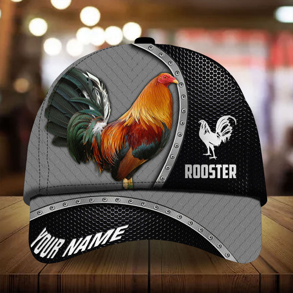 Maxcorners Premium Metal Curve Rooster 3D Multicolor Personalized Cap