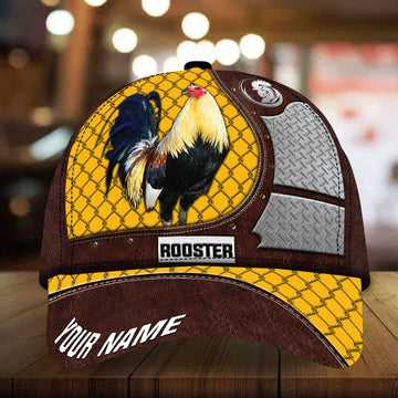 Maxcorners Premium Metal Rooster 3D Multicolor Personalized Cap