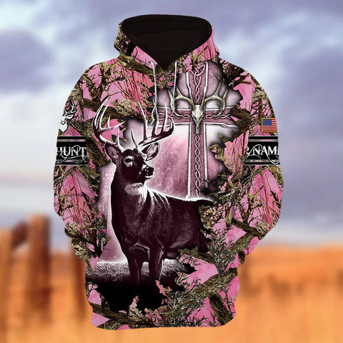 Custom Name 3D All Over Print Colorful Hoodie Style 3 Deer Hunter Clothing Hunter Gift