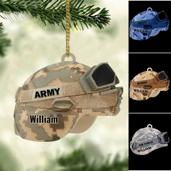 Maxcorners Military Helmet Personalized Cut Ornament Gift For Veteran, Christmas Ornament for Dad Veteran's Day