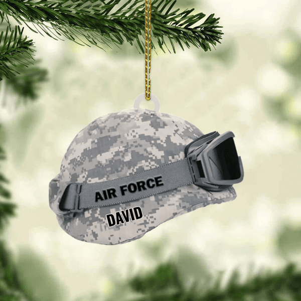 Maxcorners Military Helmet Personalized Cut Ornament Gift For Veteran, Christmas Ornament for Dad Veteran's Day
