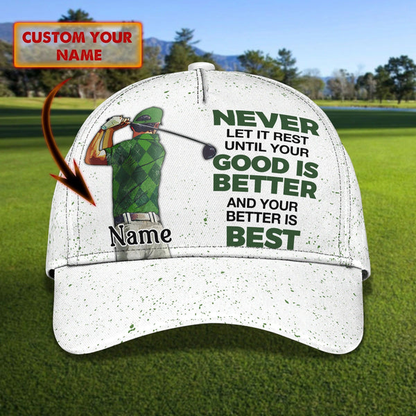 Maxcorners Golf Player White Classic Customized Name All Over Printed Cap