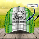 Maxcorners Golf Grey and Green Rhombus Pattern Customized Name All Over Printed Cap