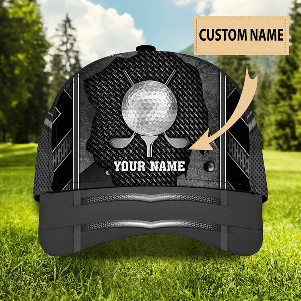 Maxcorners Golf Lover Black Customized Name All Over Printed Cap