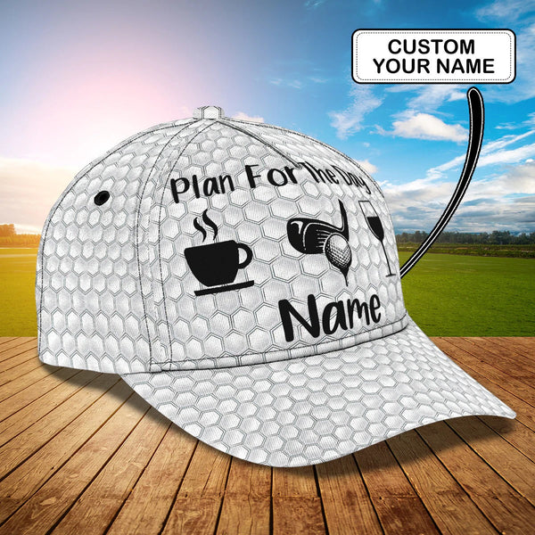 Maxcorners Golf White Hexagon Pattern Customized Name All Over Printed Cap