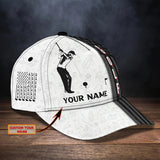 Maxcorners Golf Player Black And White USA Flag Customized Name All Over Printed Cap