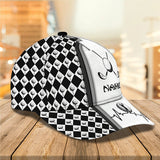 Maxcorners Golf Black And White Rhombus Pattern Customized Name All Over Printed Cap