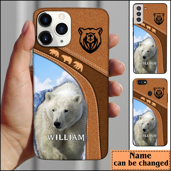 Maxcorners Leather Pattern Personalized Phone Polar Bear - Samsung  Phone Case