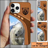 Maxcorners Leather Pattern Personalized Polar Bear Phone Case - IPhone