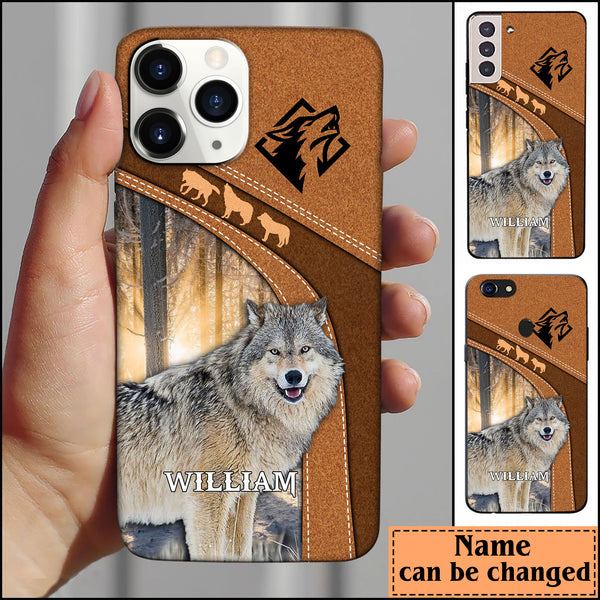 Maxcorners Leather Pattern Personalized Phone Wolf  Samsung Phone Case