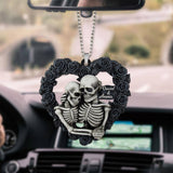 Maxcorners Personalized Skeleton Couple Black Rose Heart Shape - Ornament