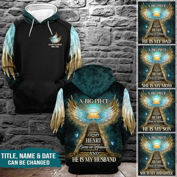 Maxcorners A Big Piece Of My Heart Lives In Heaven Personalized Shirt