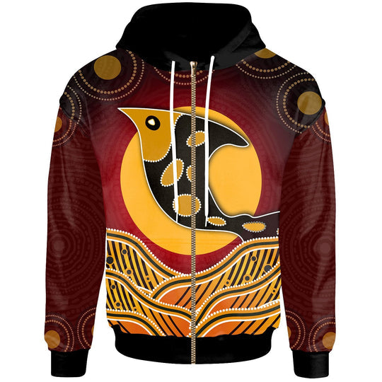 Maxcorners Zip - Up Hoodie - Aboriginal Dot Patterns Fish