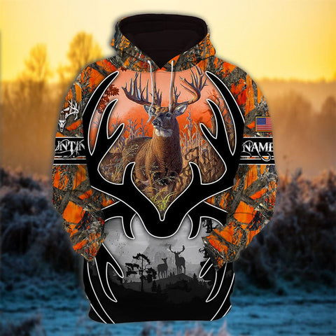 Max Corner Horn Pattern Deer Hunting Personalized 3D Hoodie For Hunting Lover